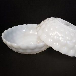 2 Anchor Hocking White Milk Bowls